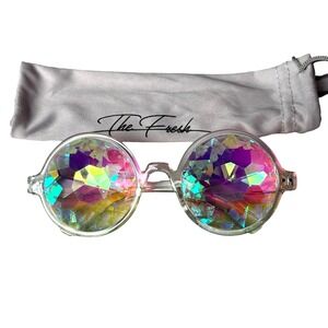 Kaleidoscope Prism Lens Festival Glasses Clear Rainbow Iridescent Holograph Rave